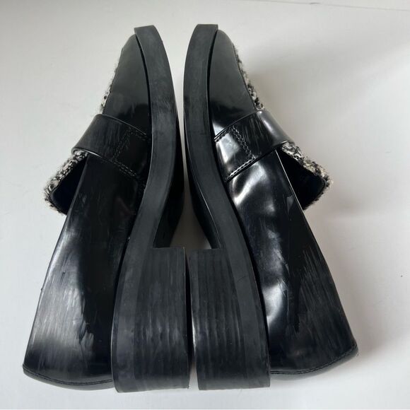 Zara Houndstooth Paton Black White Vegan Preppy Leather Loafer EU38 / US 7.5 - Picture 15 of 16